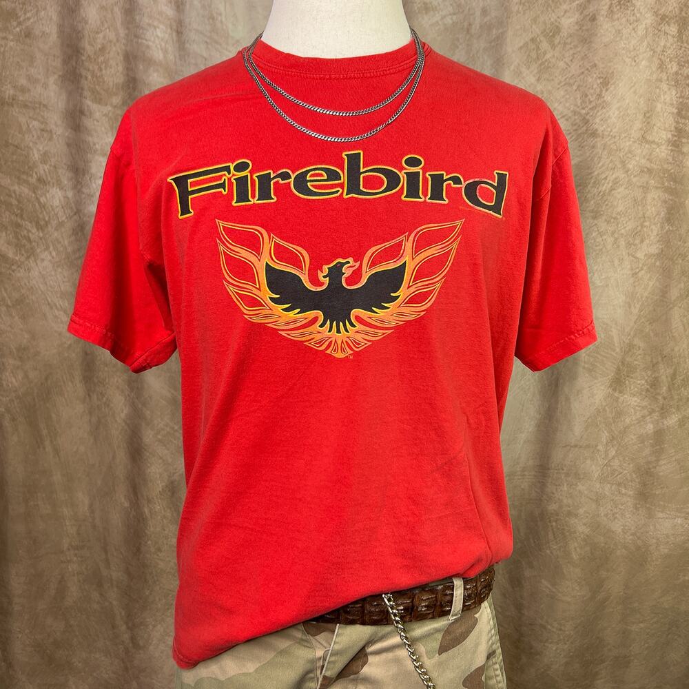 Y2K Firebird T-Shirt Red Graphic Tee Logo Short Sleeve Streetwear Skater 2000s